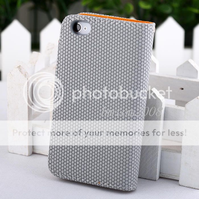 New Gray Leather Wallet Card Holder Flip Magnetic Case Cover for iPhone 4 4G 4S