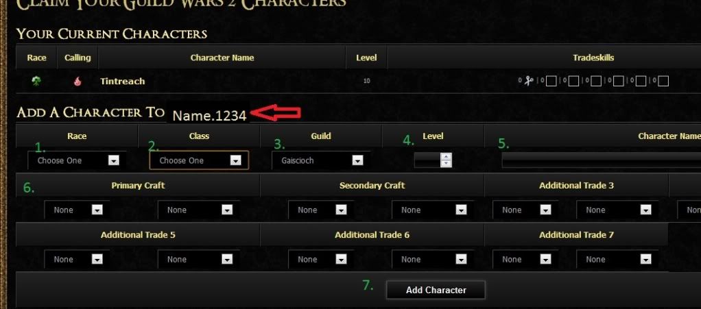 Steps For Claiming your Character